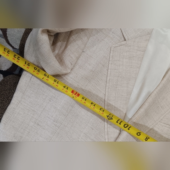 VINTAGE Beige Tweed SPORT COAT Beige Blazer Suit Timeless Designer Jacket Sz 40L - Picture 11 of 14